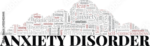 Anxiety Disorder word cloud conceptual design isolated on white background.