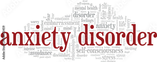 Anxiety Disorder word cloud conceptual design isolated on white background.