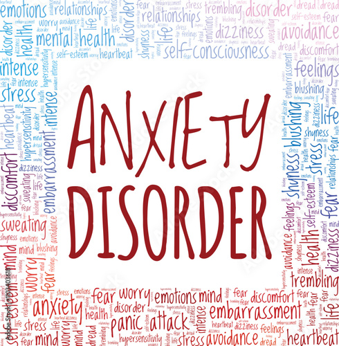 Anxiety Disorder word cloud conceptual design isolated on white background.