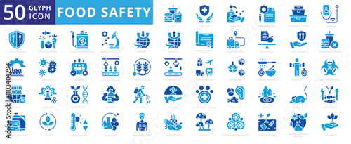 Food safety icon set of preparation, hygiene, icon, production, physical, water, health, agriculture, industry, packaging, growth, natural, organic, nutrition, eco, plastic, protein, transportation