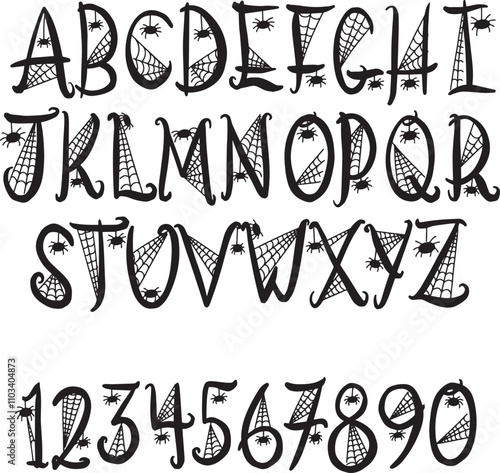 Spooky Spider Web Lettering Font Spiderweb Halloween ABC Letters