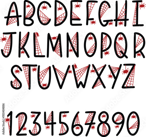 Spooky Spider Web Lettering Font Spiderweb Halloween ABC Letters