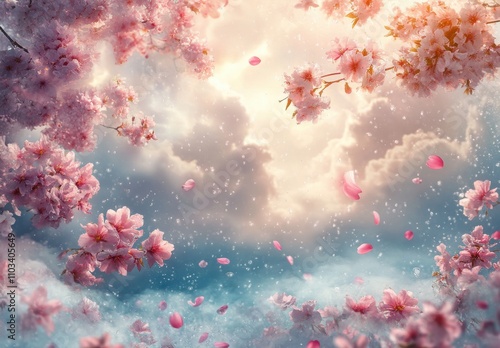 Wallpaper Mural Lush Cherry Blossom Scene Showcasing Delicate Pink Petals Against Dramatic Clouds and a Soft Light for a Serene and Dreamy Atmosphere in Nature Photography Torontodigital.ca