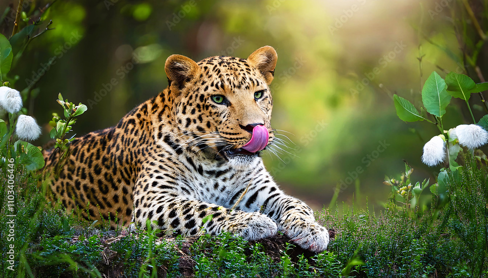 leopard resting, Leopards live in the forest