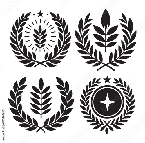 laurel sign silhouette illustration vector