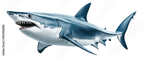 PNG Illustration of a great white shark with open mouth and sharp teeth