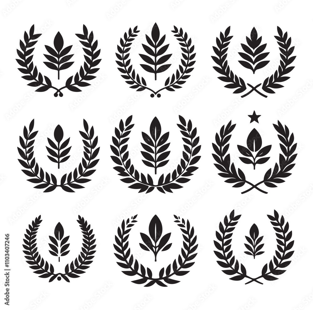 Fototapeta premium laurel sign silhouette illustration vector