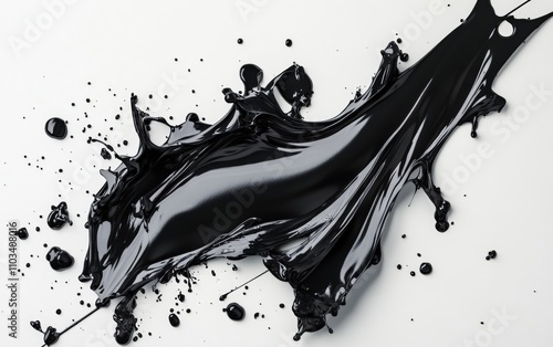 3d black paint splash isolated on white background 