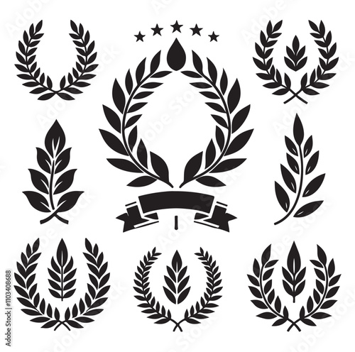 laurel sign silhouette illustration vector