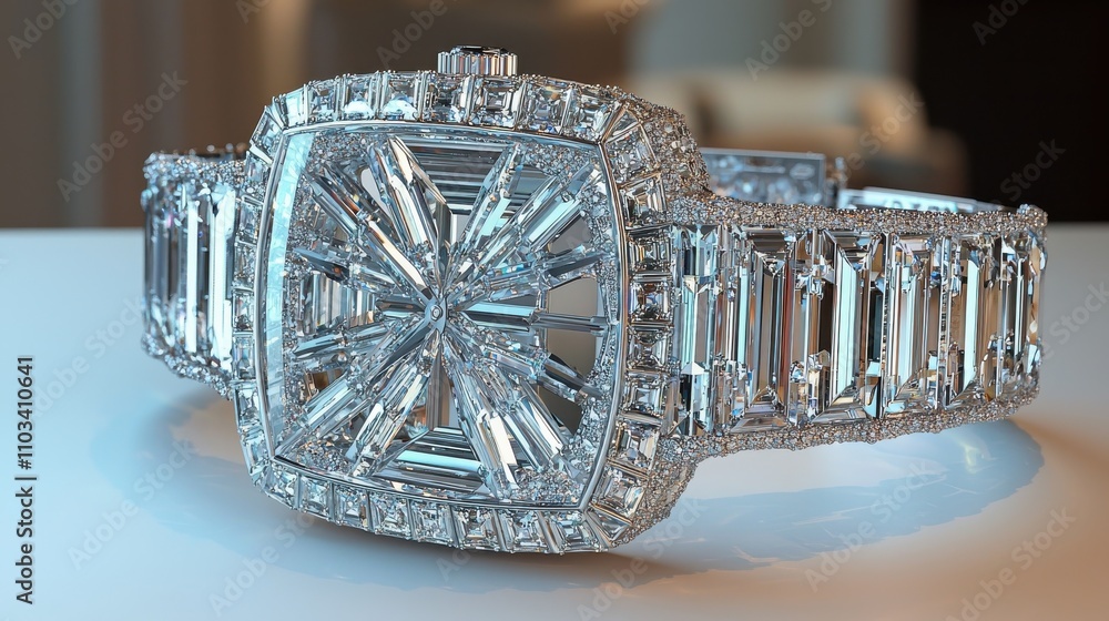 Fototapeta premium Opulent Symmetrical Engagement Ring with Matching Band on Neutral Background