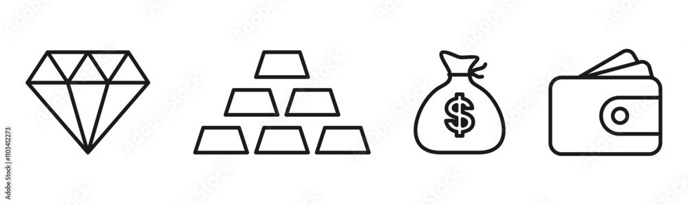 money, gold bar and diamond icon money, gold bar and diamond icon