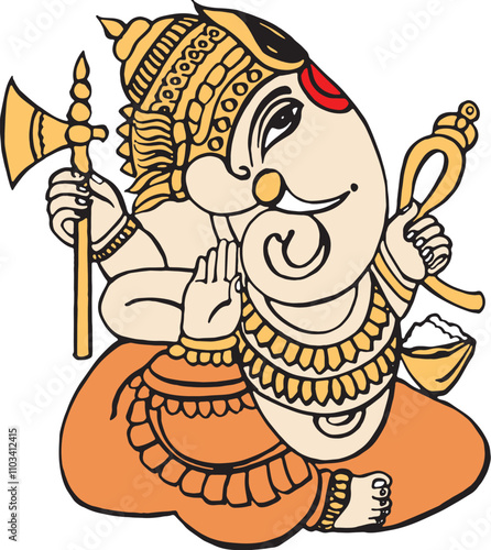 Illustration Design of Indian God Ganesha clipart