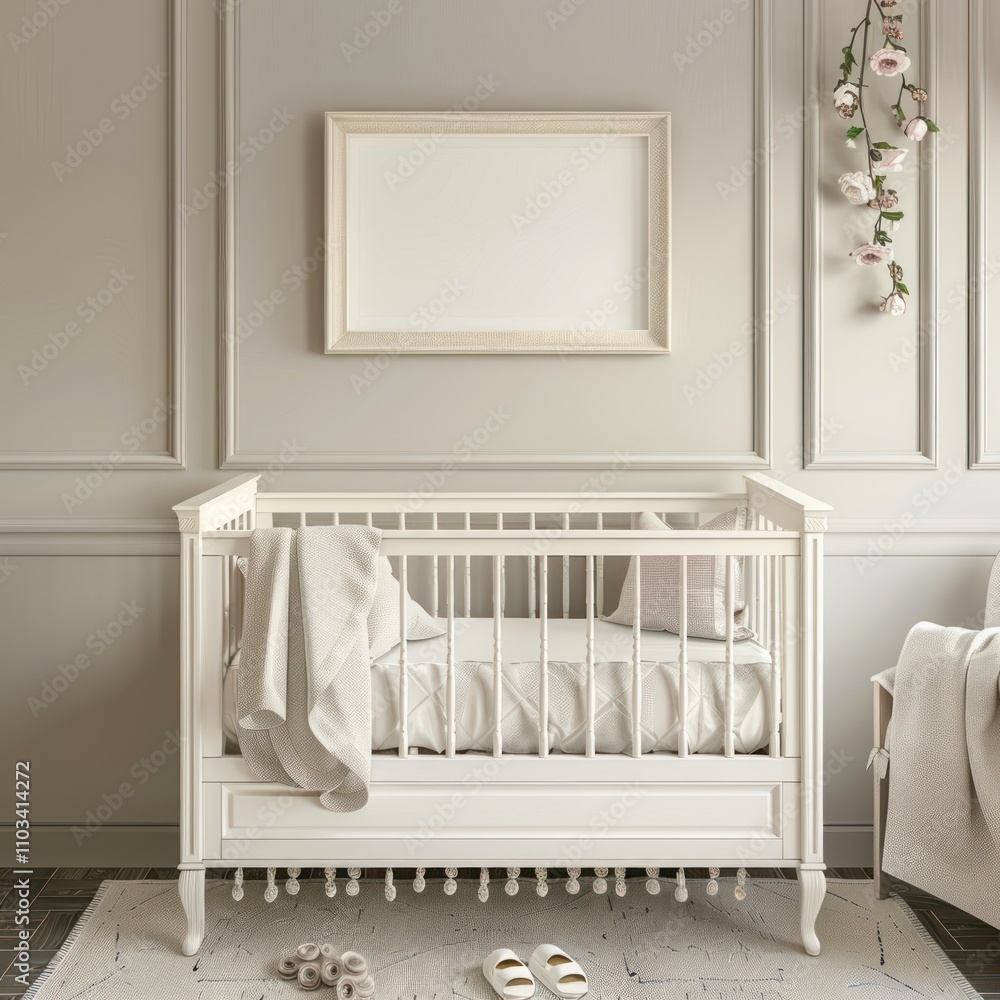 mock up white photo frame in baby room mock up white photo frame in baby room