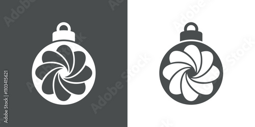 Decoración de Navidad. Logo con silueta de bola de navidad con forma de remolino para su uso en tarjetas y felicitaciones