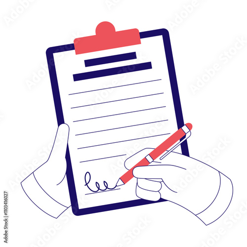 Signing contract or agreement on clipboard