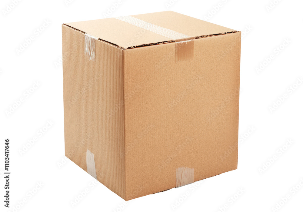 Closed cardboard box. Isolated asset with transparent background. Closed cardboard box. Isolated asset with transparent background.