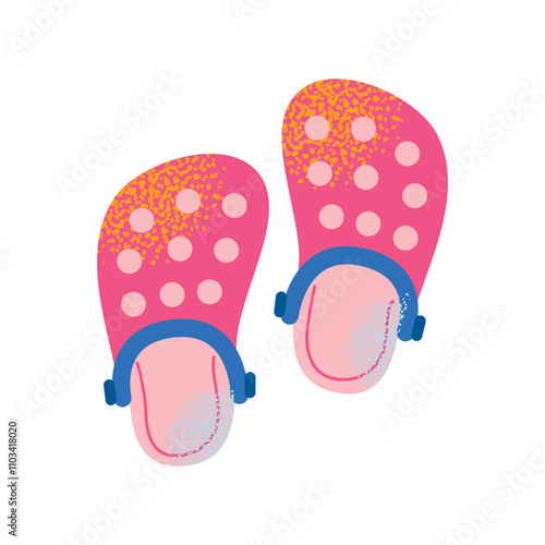 Collection of swimming equipment and accessories swimsuits, goggles, flippers, swim caps, water bottle, towel, and kickboard. Flat cartoon illustration with colorful design elements isolated