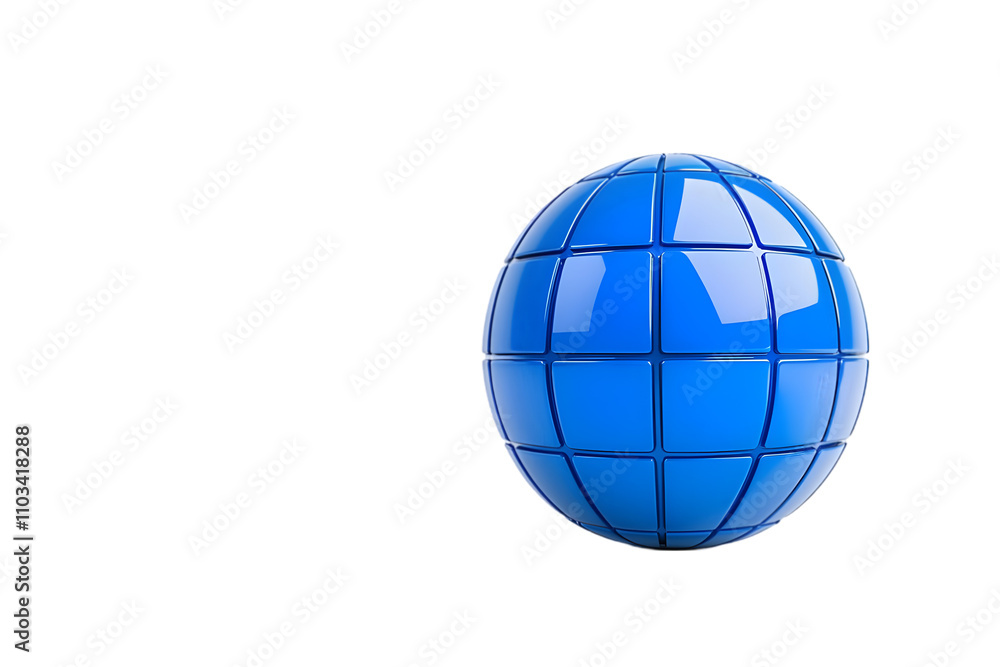 Shiny Blue Sphere with Grid Pattern Isolated on White Background - A Futuristic Abstract Design Shiny Blue Sphere with Grid Pattern Isolated on White Background - A Futuristic Abstract Design