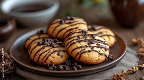 Mini brookies with chocolate drizzle photo