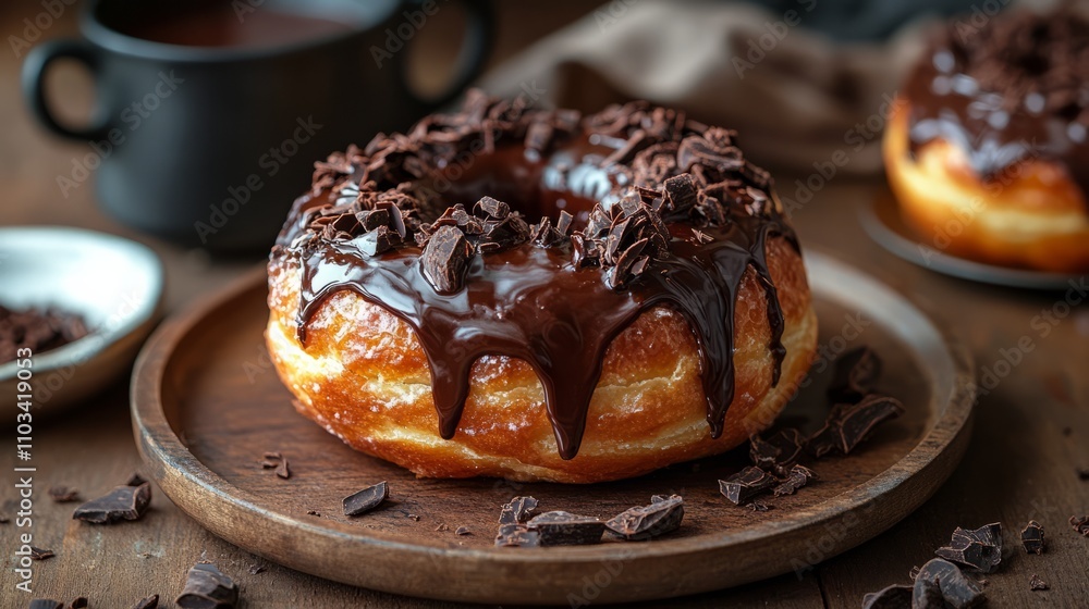Cronut with chocolate filling and drizzle Cronut with chocolate filling and drizzle