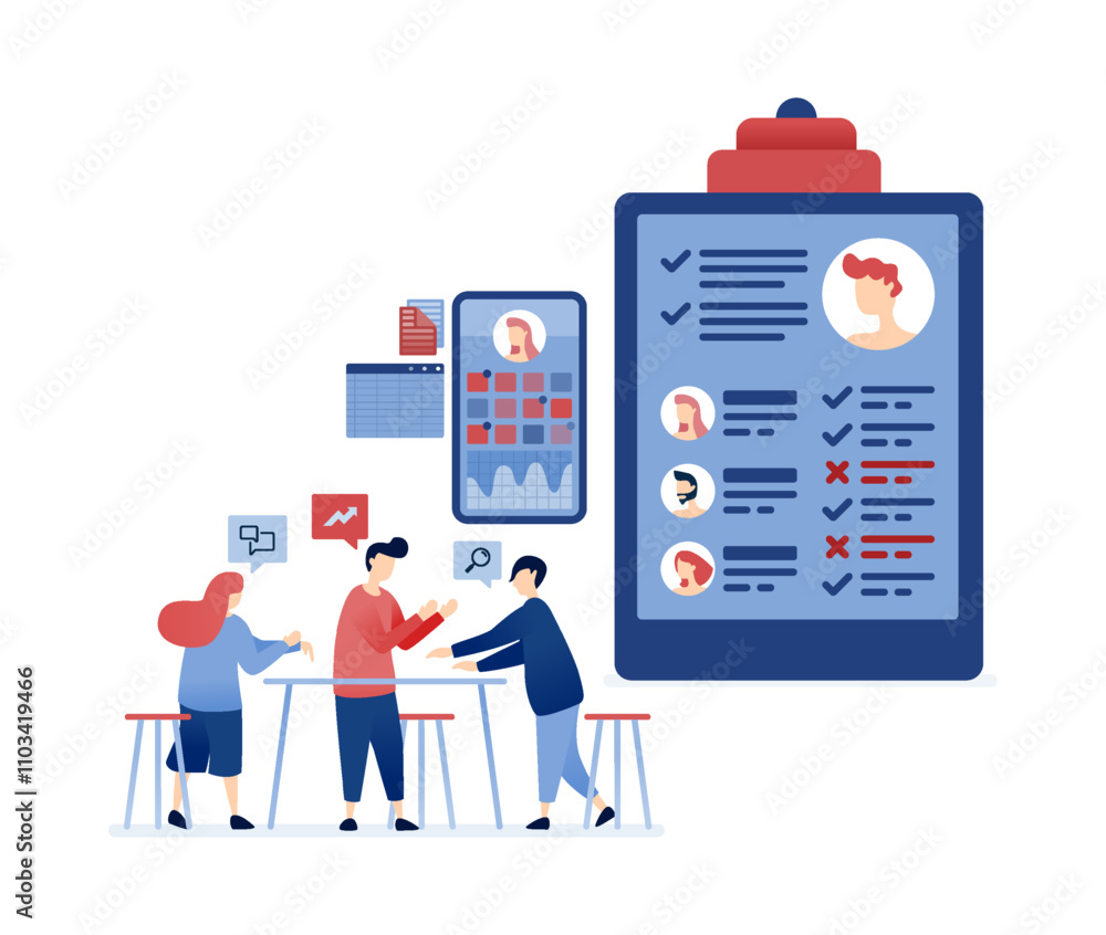 vector illustration of Human resources professionals recruiting ...