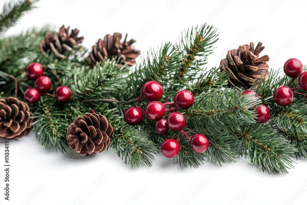 Decorative pine and berry garland for holiday celebrations Decorative pine and berry garland for holiday celebrations