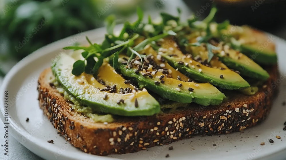 Healthy avocado toast with superfood toppings Healthy avocado toast with superfood toppings