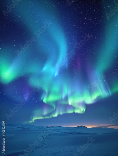 Wallpaper Mural A beautiful aurora borealis display in the polar night sky with green and blue lights , atmosphere, aurora borealis, northern lights, celestial phenomenon Torontodigital.ca
