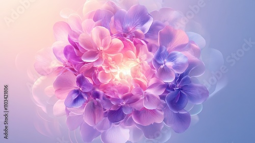 A flower with purple and pink petals is the main focus of the image