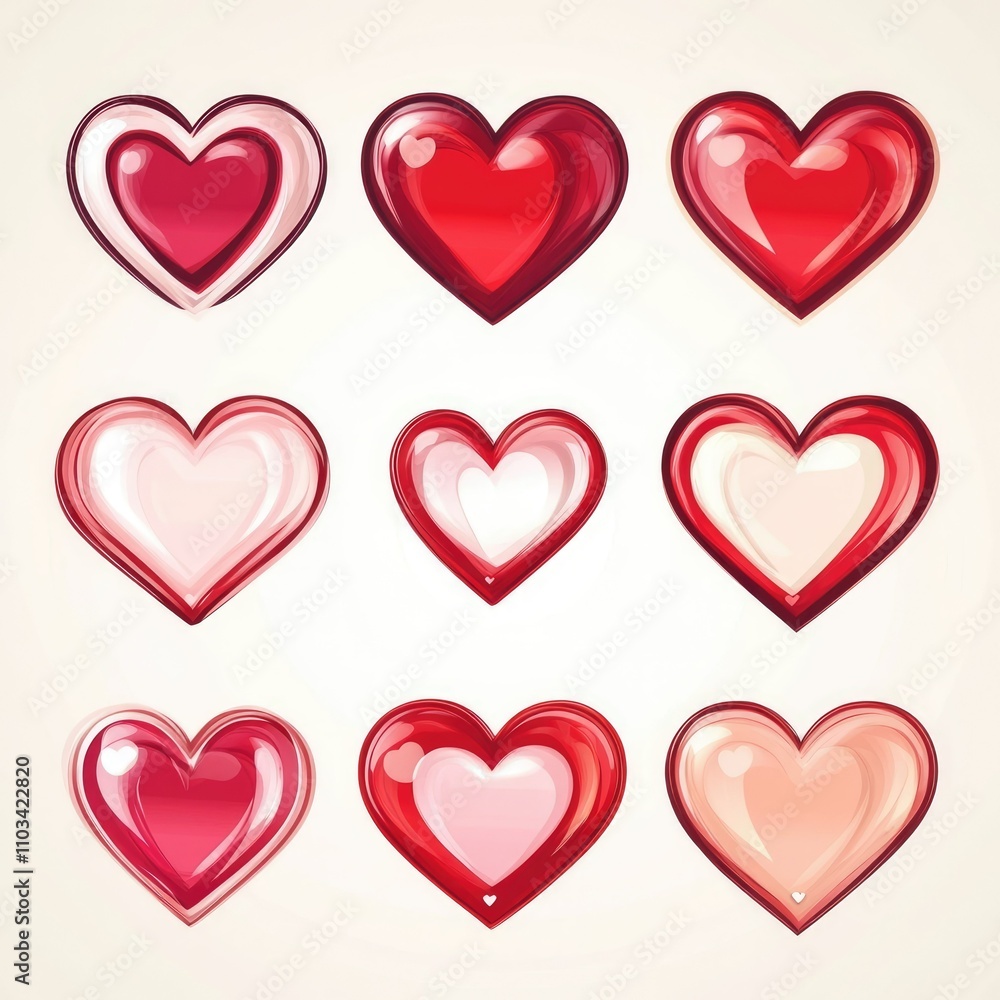 Nubes of Love: A Romantic Red and Pink Heart Shape Set for Valentine's Day Nubes of Love: A Romantic Red and Pink Heart Shape Set for Valentine's Day