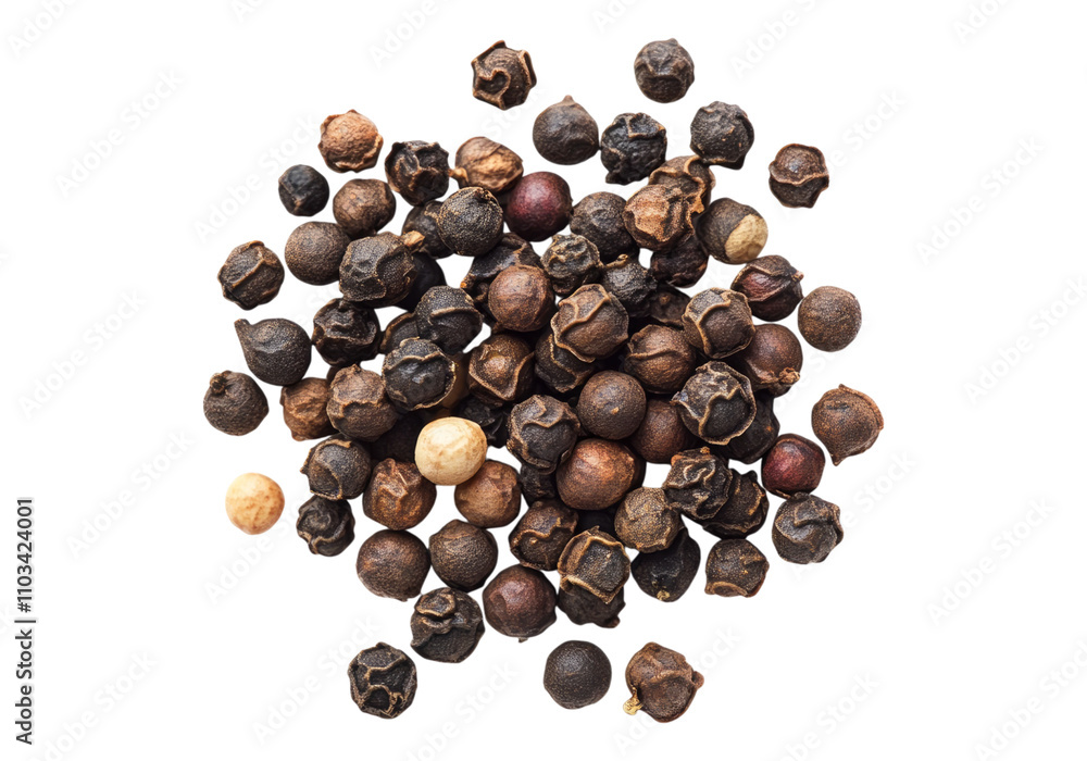 Black pepper seeds. Isolated asset with transparent background. Black pepper seeds. Isolated asset with transparent background.