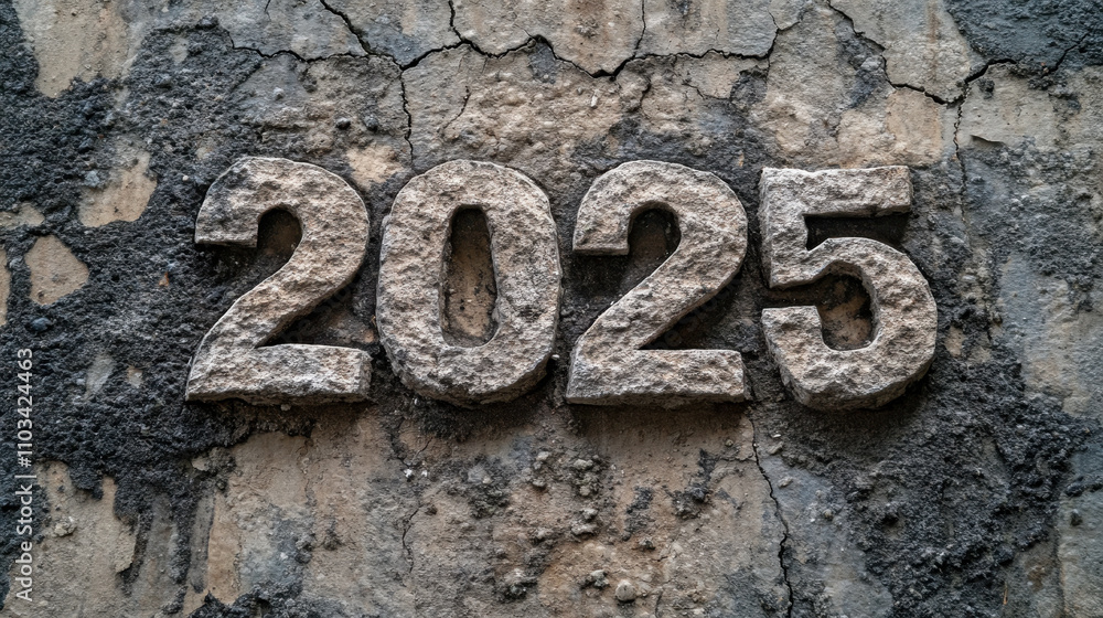 Flames flicker around the bold numbers signaling the arrival of 2025 in a dynamic display Flames flicker around the bold numbers signaling the arrival of 2025 in a dynamic display