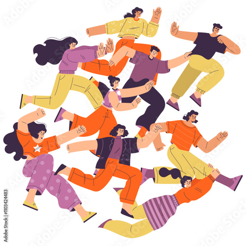 Rivalry and Fierce Competition with Man and Woman Moving Fast to Aim Vector Illustration