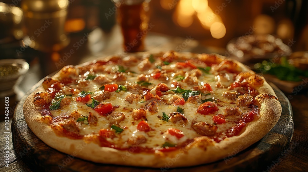 Cheesy pizza with melted mozzarella topping Cheesy pizza with melted mozzarella topping