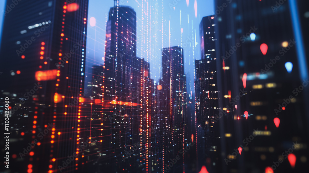 Smart digital city with connection cyber security network reciprocity over the cityscape . future smart wireless digital city and social media networking systems that connects people within the city Smart digital city with connection cyber security network reciprocity over the cityscape . future smart wireless digital city and social media networking systems that connects people within the city