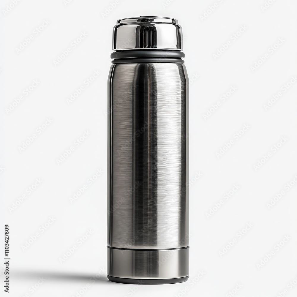 Sleek Metallic Thermos Flask with Twist Off Cap Sleek Metallic Thermos Flask with Twist Off Cap