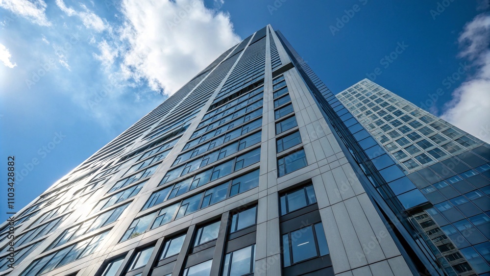 Modern skyscraper icon with gradient details for real estate projects Modern skyscraper icon with gradient details for real estate projects