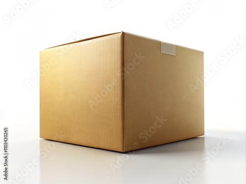 Isolated Cardboard Box on White Background for Packaging, Shipping, and Moving Needs - Perfect for E-Commerce or Storage Solutions with Ample Copy Space for Customization