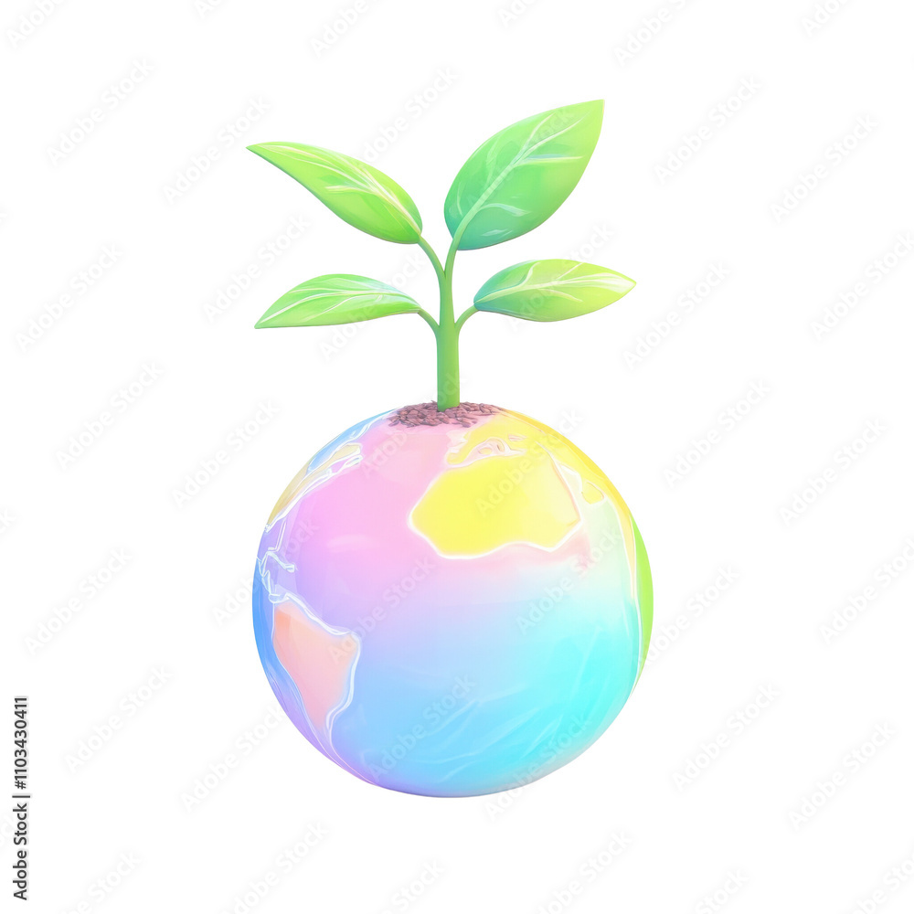 A colorful globe with green leaves, symbolizing growth and sustainability. A colorful globe with green leaves, symbolizing growth and sustainability.