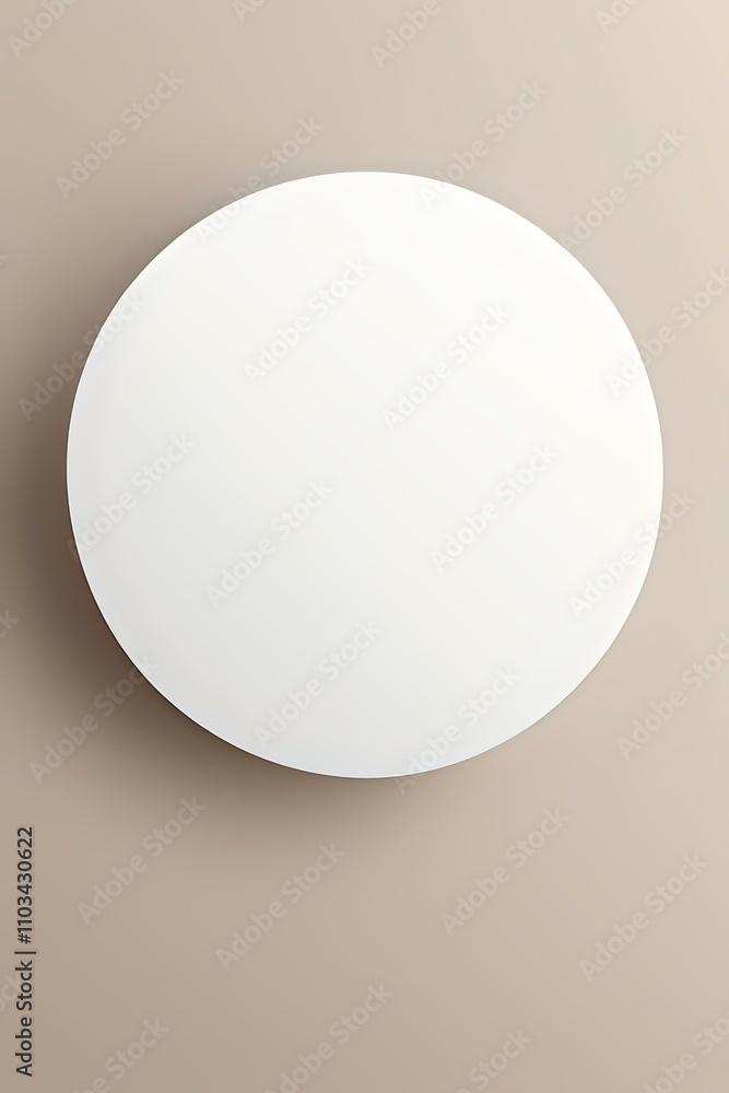 A white round mirror on a beige background A white round mirror on a beige background