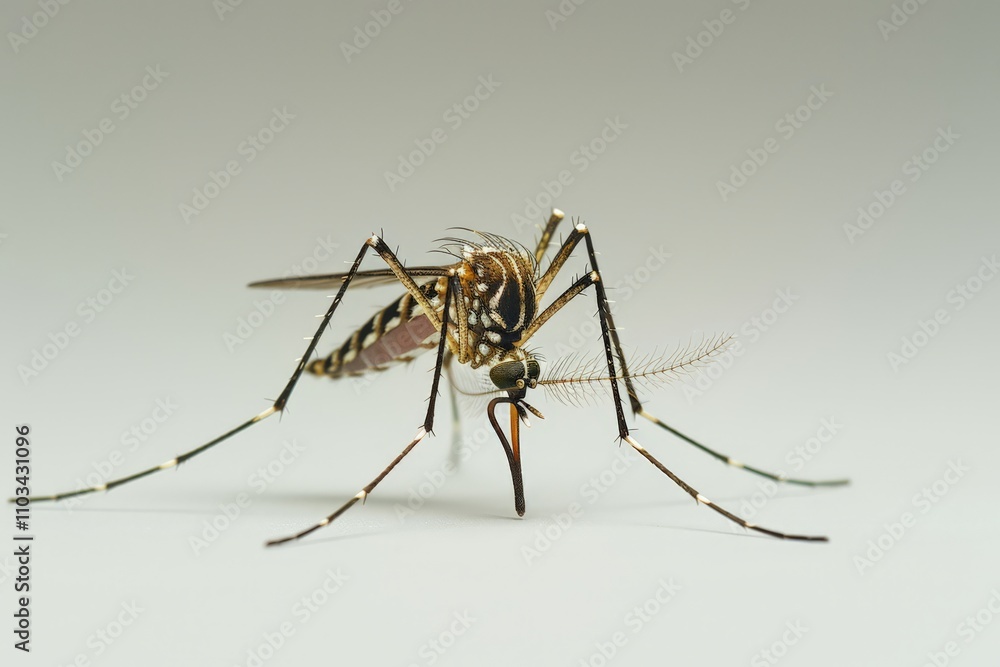 Close-Up of Aedes Mosquito on Plain Background Close-Up of Aedes Mosquito on Plain Background