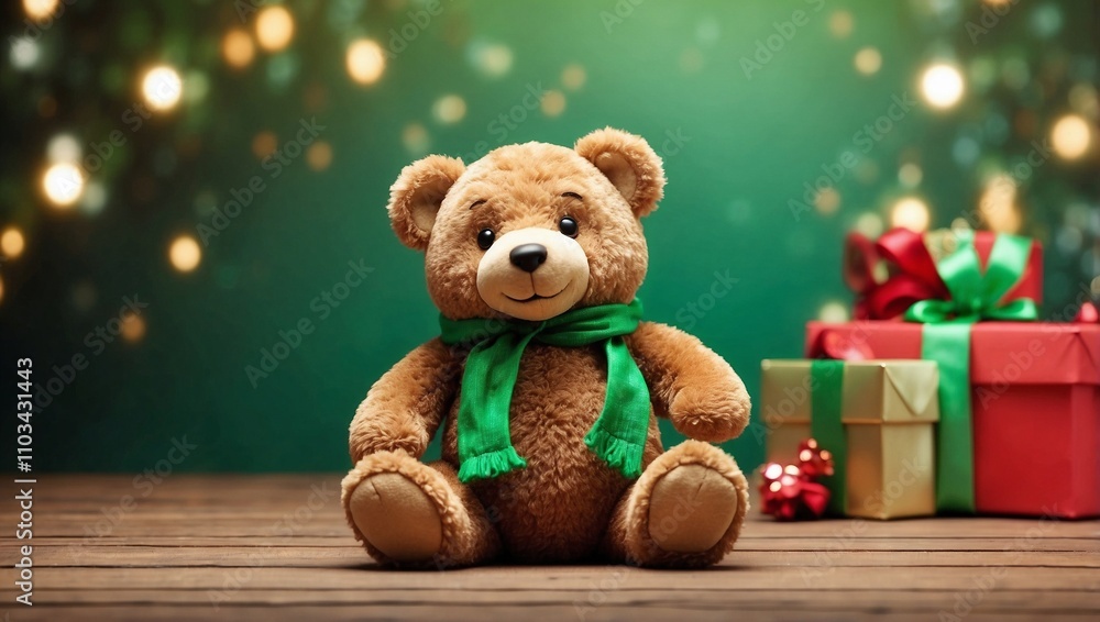 teddy bear with christmas gift