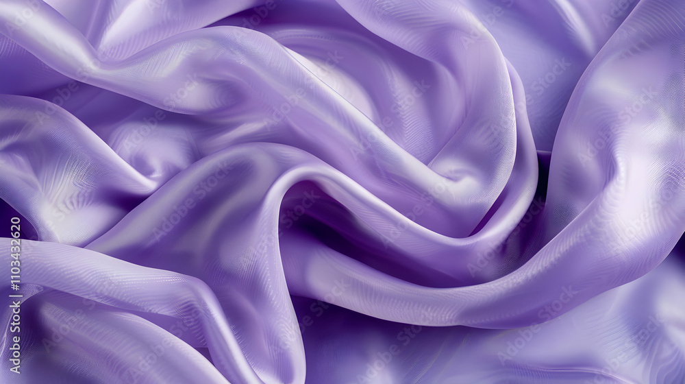 Fototapeta premium violet color fabric texture background, close up. Curl drape. Top view, copy space.