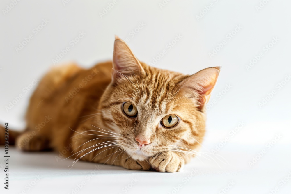 Ginger Cat on White Isolated Background