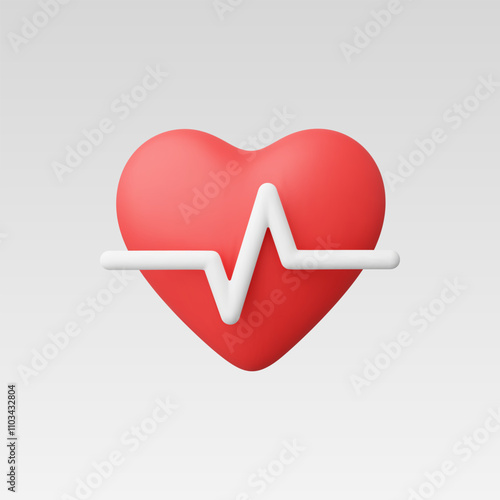 3d Realistic Heart beat pulse vector illustration