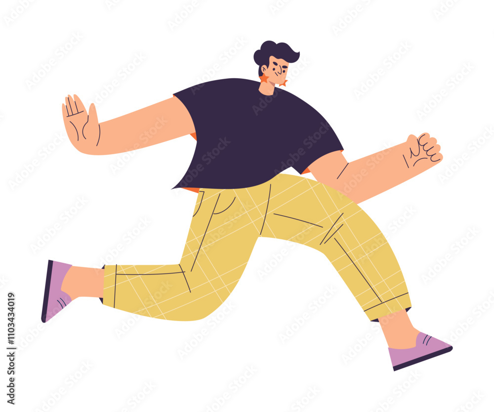 Rivalry and Fierce Competition with Man Character Moving Fast to Aim Vector Illustration Rivalry and Fierce Competition with Man Character Moving Fast to Aim Vector Illustration