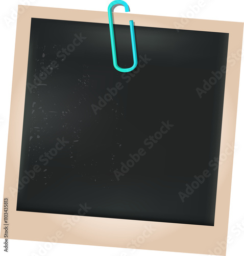 A black and white photo of a clipboard with a blue clip