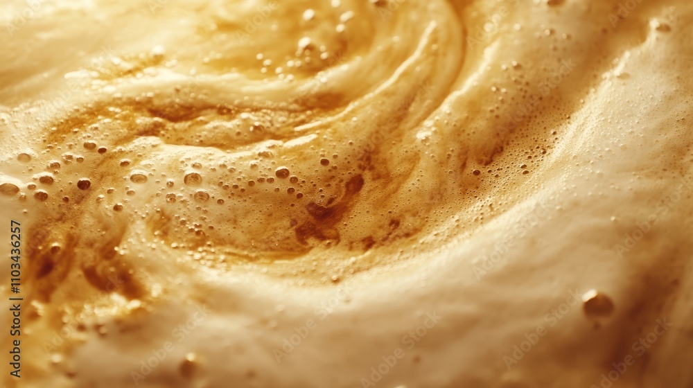 Swirling foam on the surface of a creamy latte Swirling foam on the surface of a creamy latte