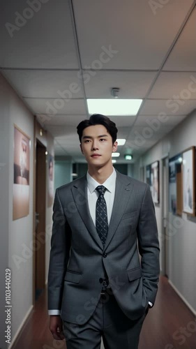Wallpaper Mural asian young businessman walking in the corridor of the office  Torontodigital.ca