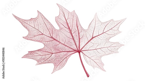 Delicate Skeletonized Maple Leaf Red Veins